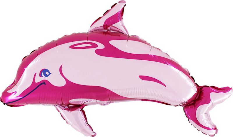 Folienballon offen Delfin pink 56x95cm