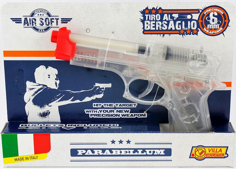 Pistole Parabellum transparent 21 cm Air Soft, mit Muni. 6 mm