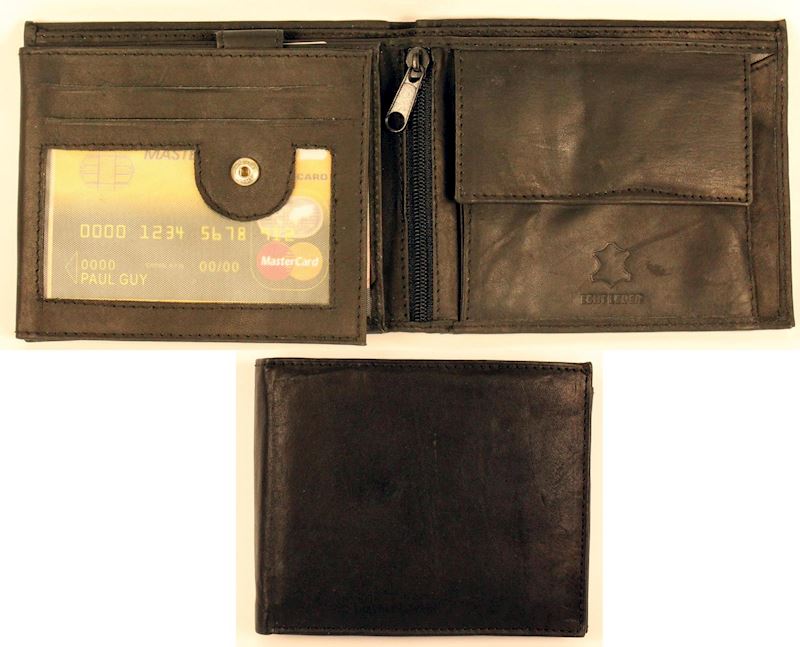 Geldbörse schwarz 12x9,5cm querformat Leder