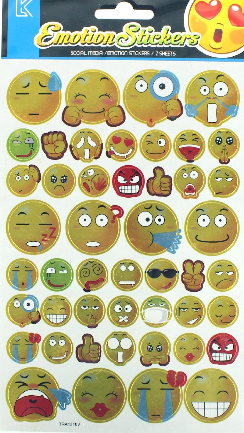 Sticker Emoji Gesicht goldig 2 Blätter 96 Sticker