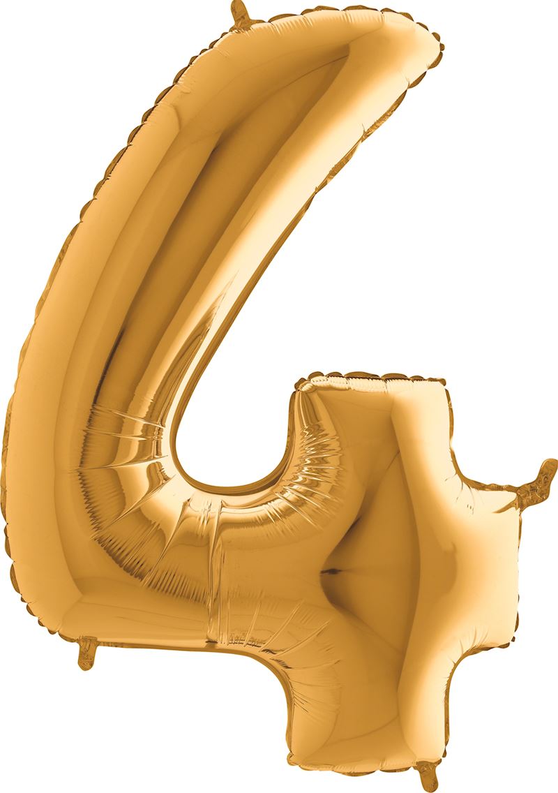 Megaloons gold Zahl 4, 102 cm, im Beutel