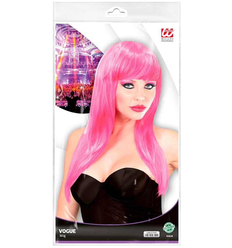 Perücke Vogue lange rosa Haare