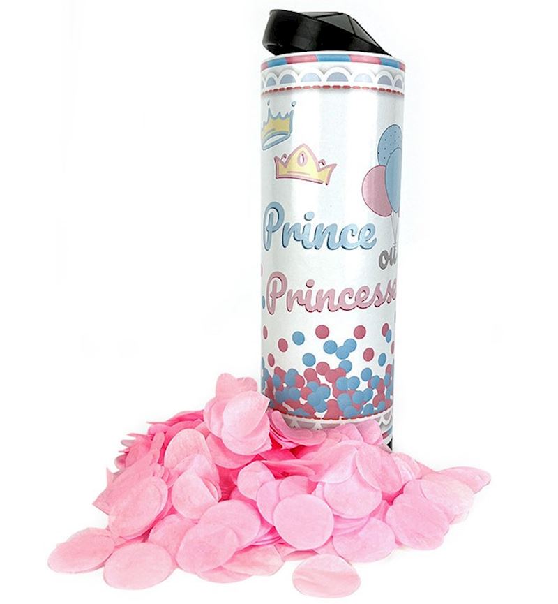 Tischbombe Prince ou Princess franz. Text, mit rosa Konfetti