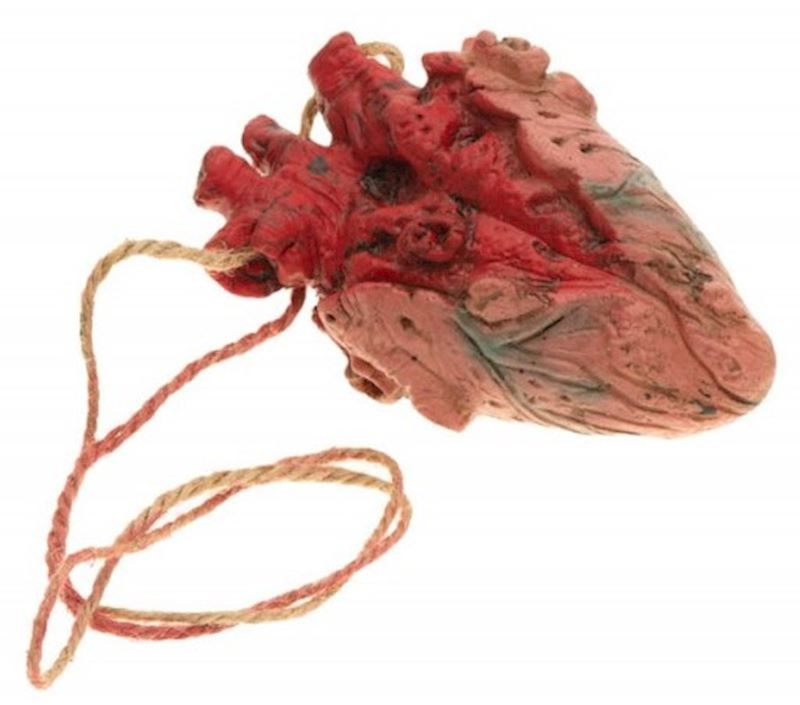 Hängendes Herz blutend aus Latex 9x6x10 cm