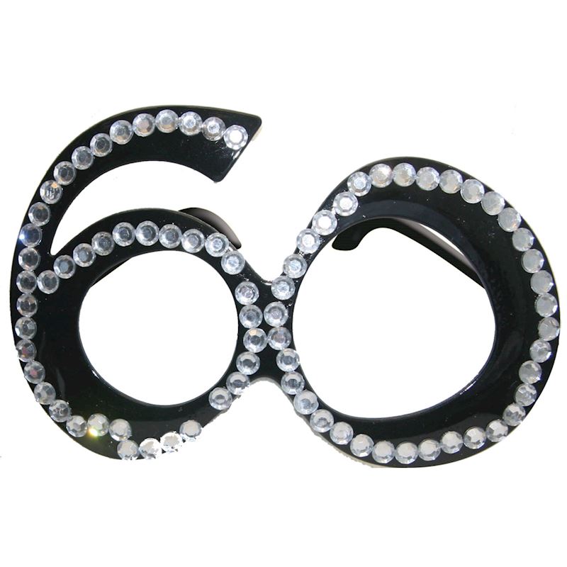 Party Brille  60 Jahre schwarz mit Glitzersteinen