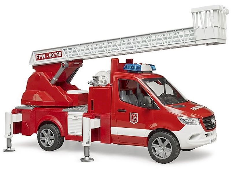 BRUDER MB Sprinter Pompiers avec échelle pivotante, pompe