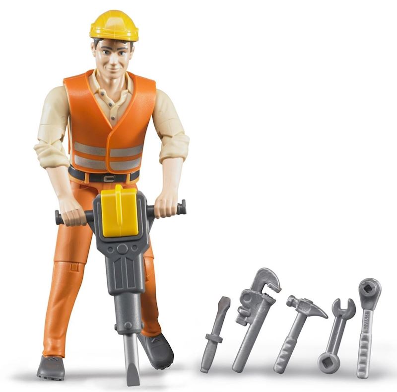 BRUDER bworld Bauarbeiter mit Zubehör