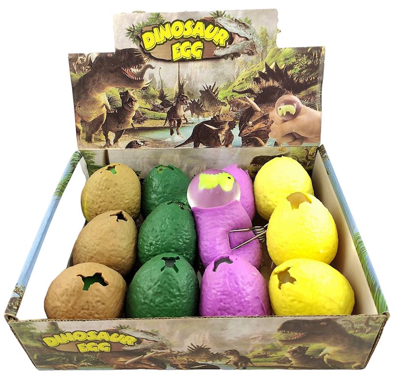 Balle à écraser œuf de dinosaure 7 cm 4 couleurs assorties.