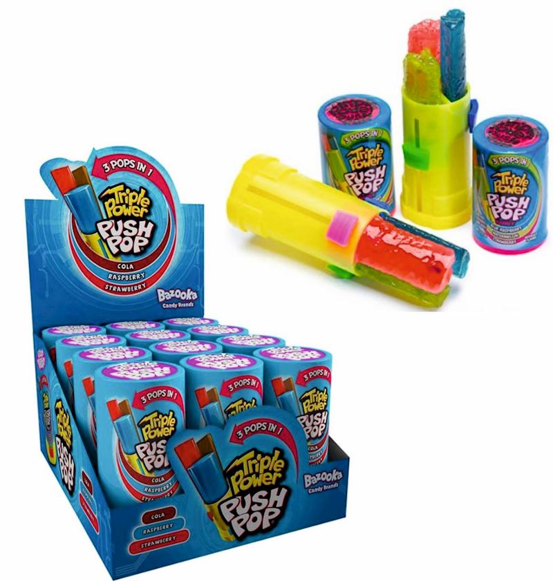 Bazooka Triple Push Pop 34 g 3 Pops in 1