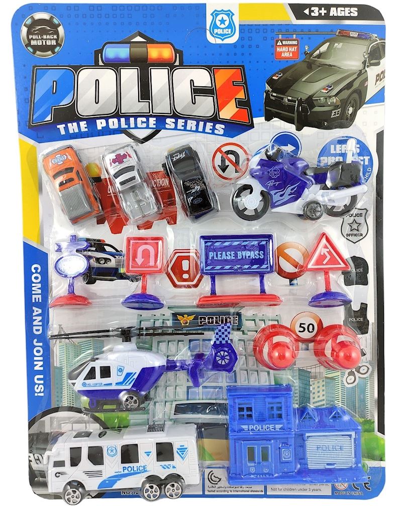 Spielset Police mit Fahrzeugen & Verkehrsschildern