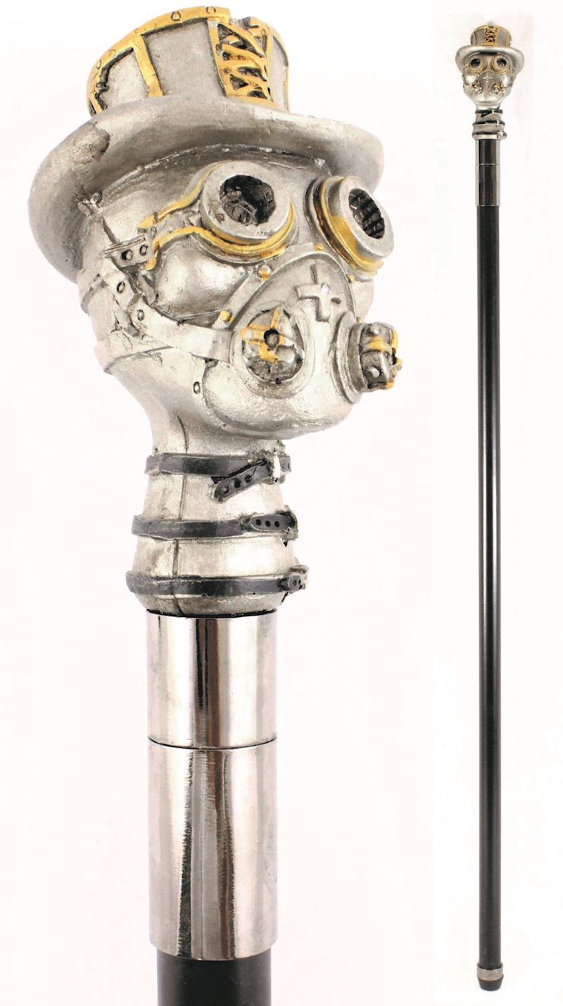 Bâton de marche avec la tête Steampunk