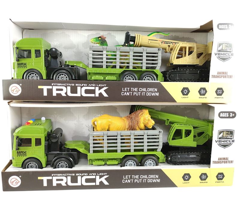 Tiertransporter mit Dino 45 cm mit Sound & Licht 2 sort.