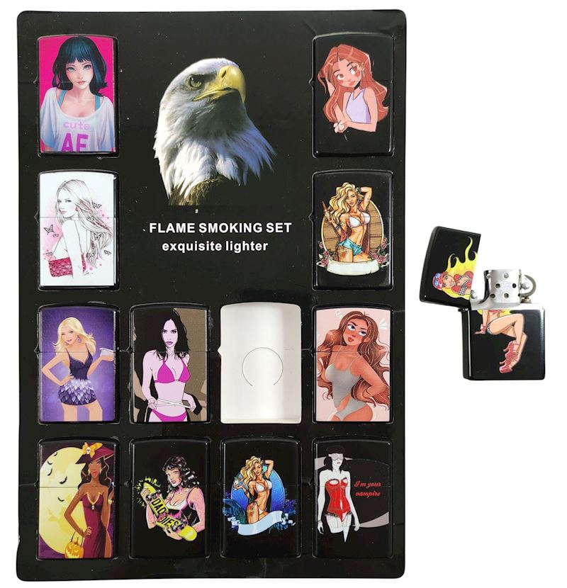 Benzinfeuerzeug leer Comic Girls 12 sortiert