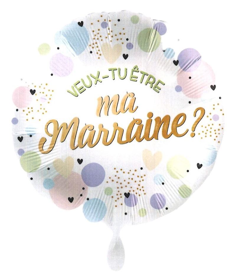 Folienballon Veux-tu être ma marraine? einzeln verpackt