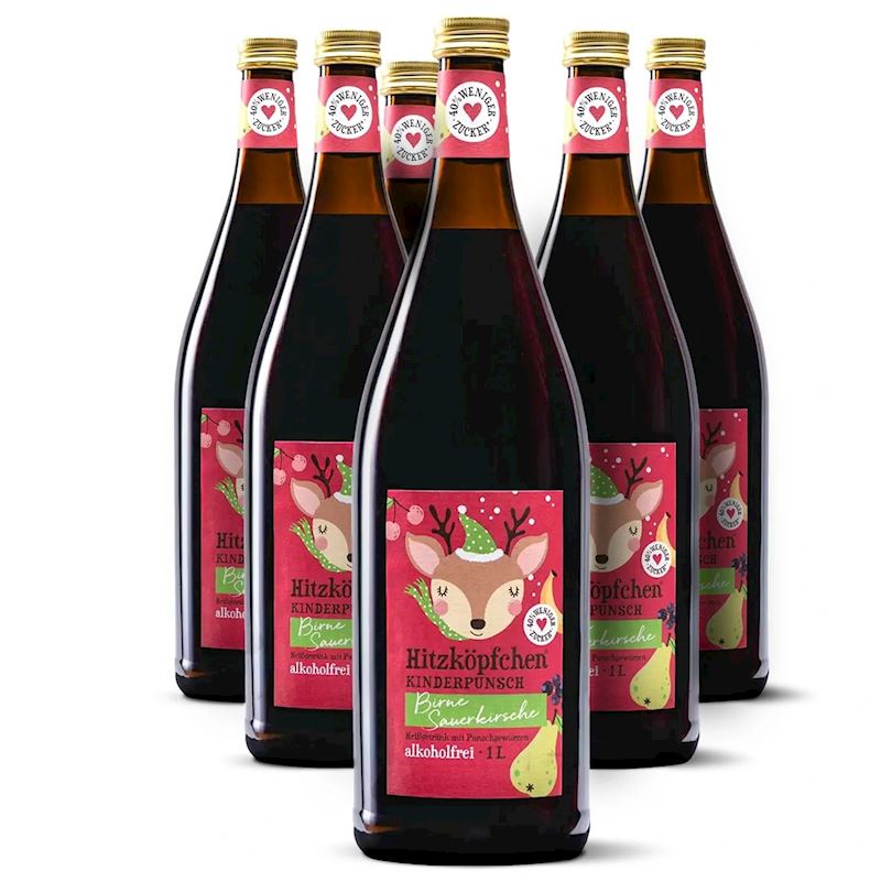 Hitzköpfchen 1 litre Poire et cerise acide sans alcool