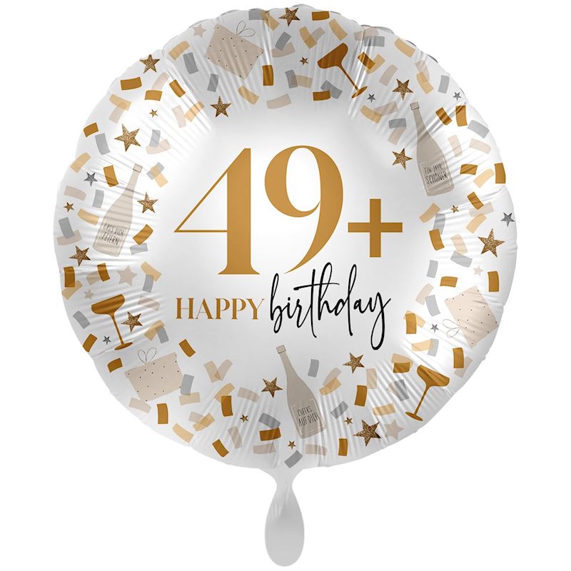 Ballon alum. 49+ Happy Birthday ronde 71cm