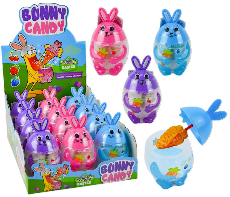 Sucette lapin de Pâques avec poudre acidulée à tremper 42g