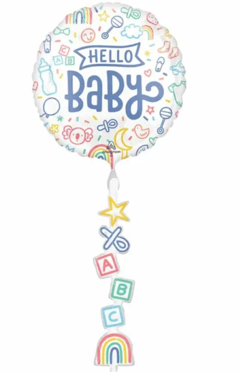 Ballon alum. Hello Baby, Jumbo Tail, 170 cm