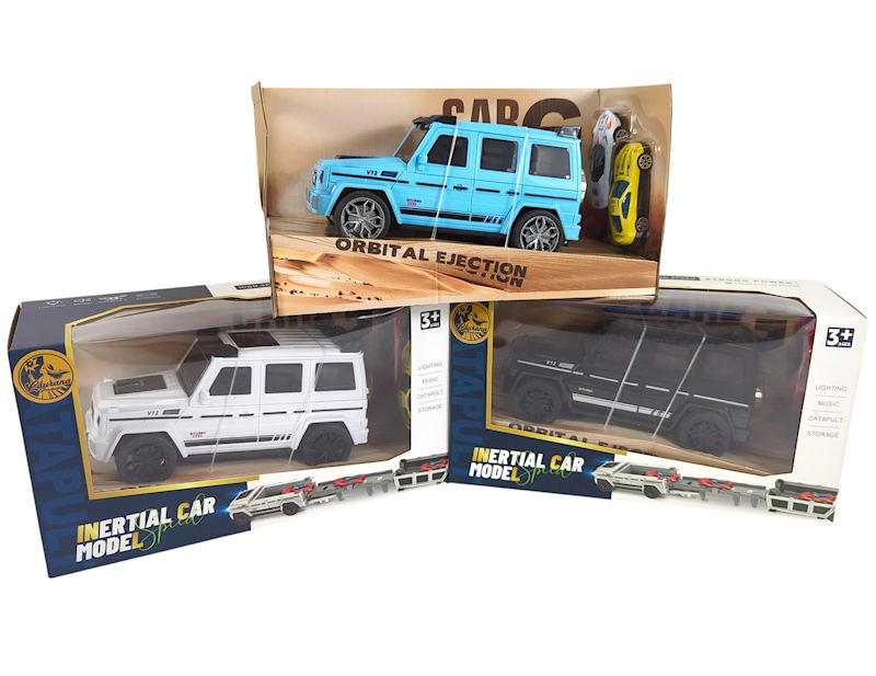Geländewagen mit Rampe & Autos mit Sound&Licht 18 cm 3 sort