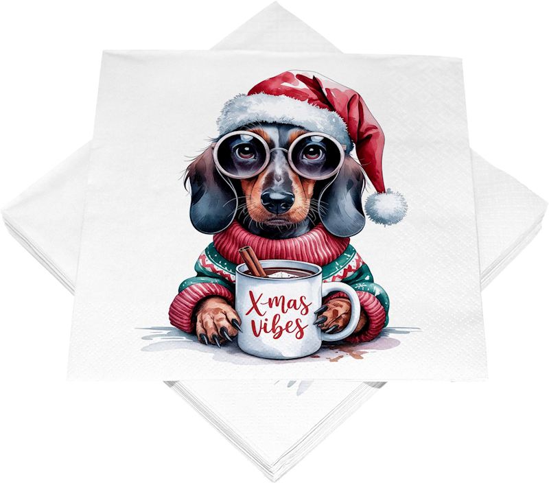 Servietten X-mas Dackel 20 Stk. 33x33 cm