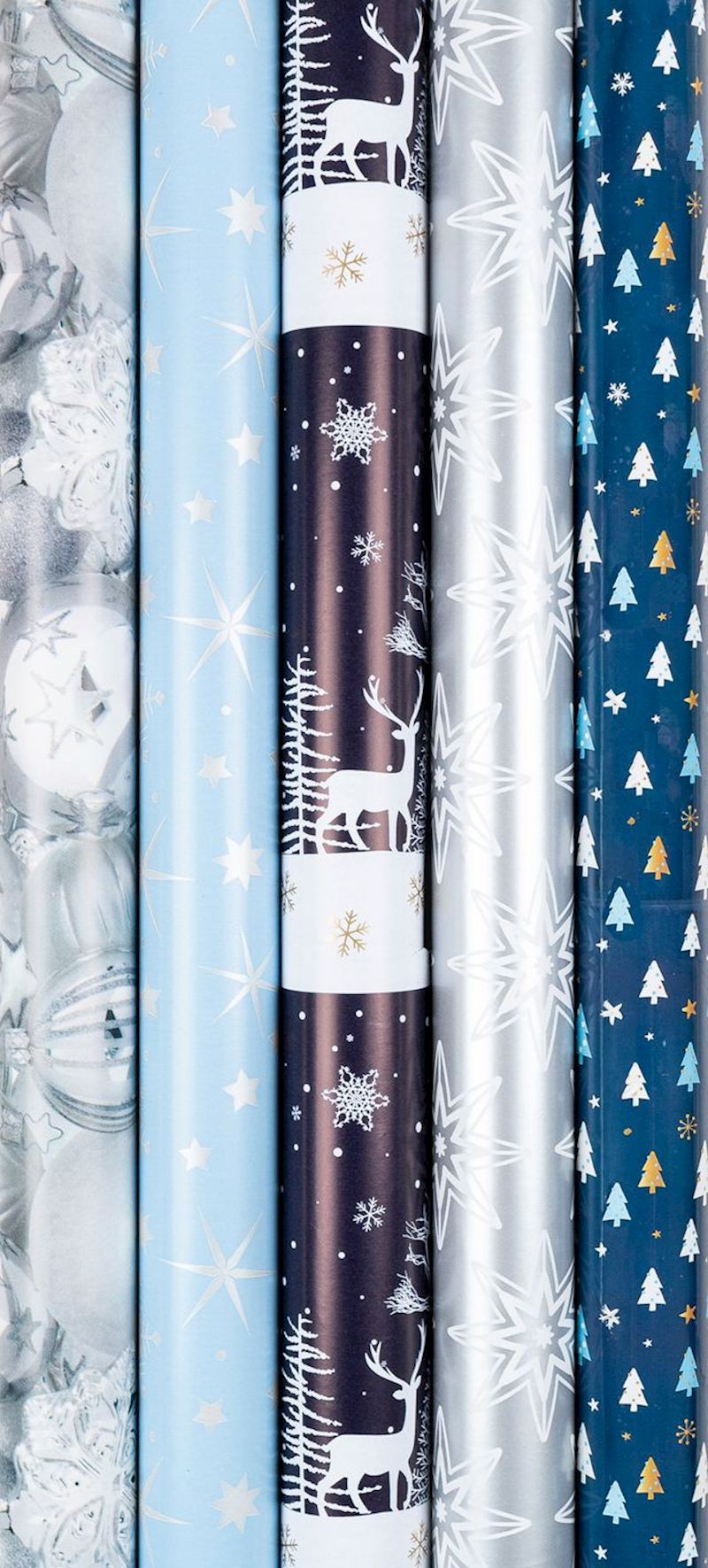 Geschenkpapier Weihnachten 2 m x 70 cm, 5 sort.