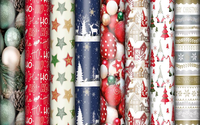 Geschenkpapier Weihnachten 2 m x 70 cm, 8 sort.