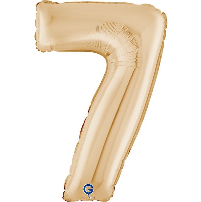 Folienballon Zahl 7, weissgold 66 cm einzeln im Beutel