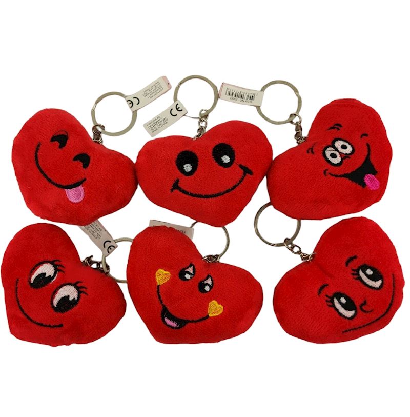 Peluche porte-clés coeur 8 cm 6 ass.