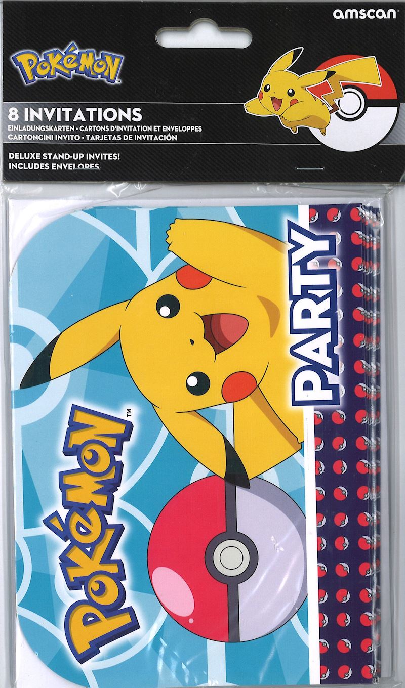 Einladungskarten Pokémon 8 Stk. inkl. Kuverts 16x21.5 cm