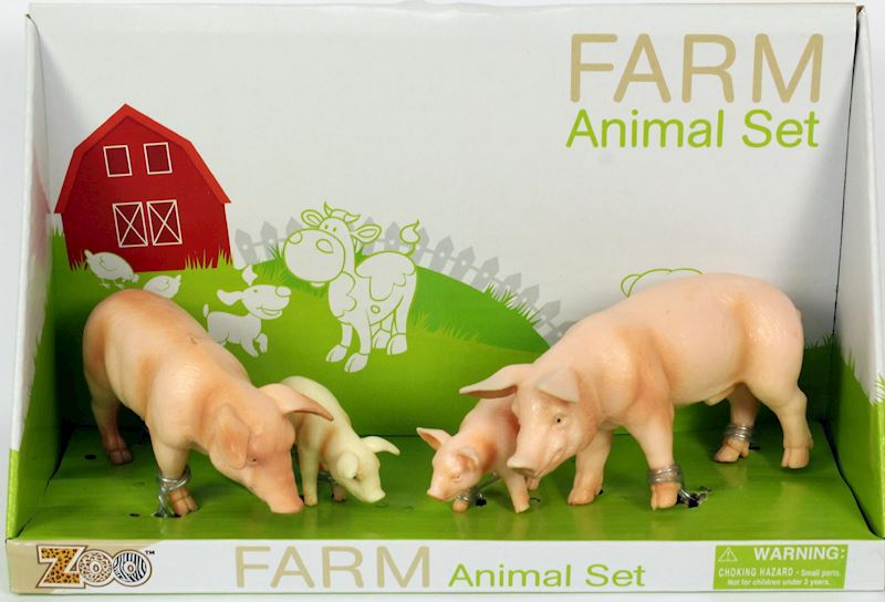 Set animaux de ferme PVC cochons 4pcs Ensemble