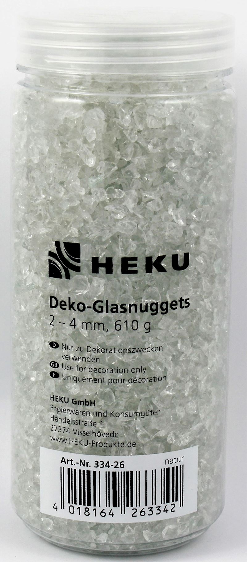 Deko-Glasnuggets in Dose 2-4mm, 610g, natur