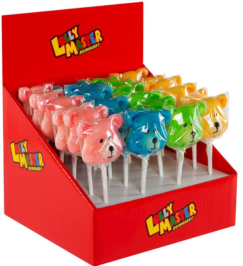 Lutscher Happy Bear Pops 20 g 20 g, 4 Farben sort.
