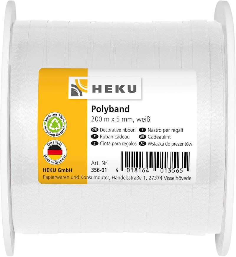 Bande poly blanc 200mx5 mm 