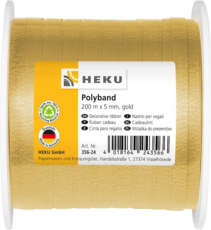 Geschenkband Polyband gold 200 m x 5 mm