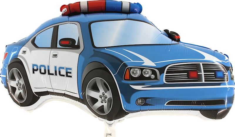 Folienballon offen Polizeiauto blau 80 cm