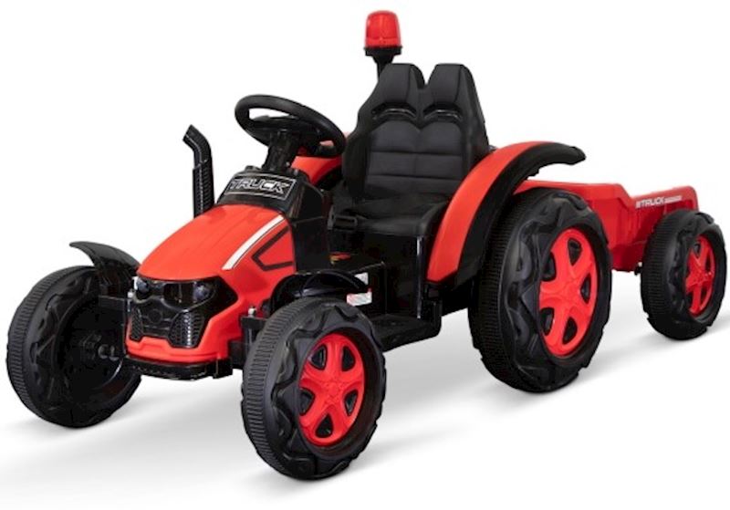 Kinder Elektro Traktor rot inkl. Anhänger und Warnleuchte