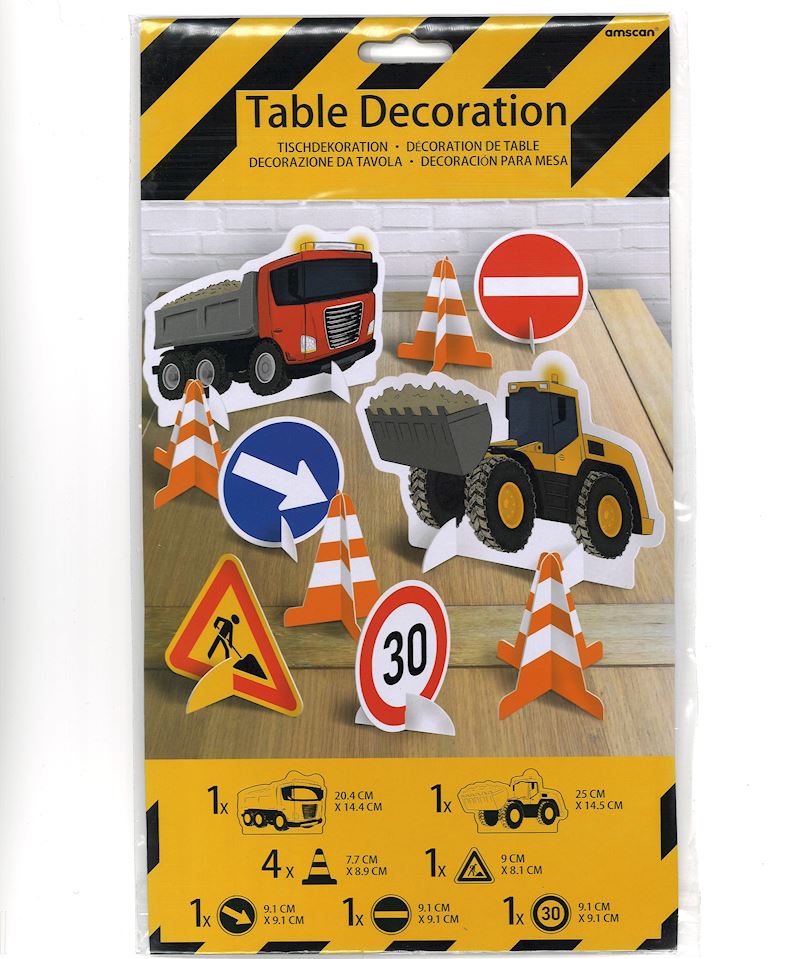 Tischdekorations-Set Baustelle 10 Teile aus Karton