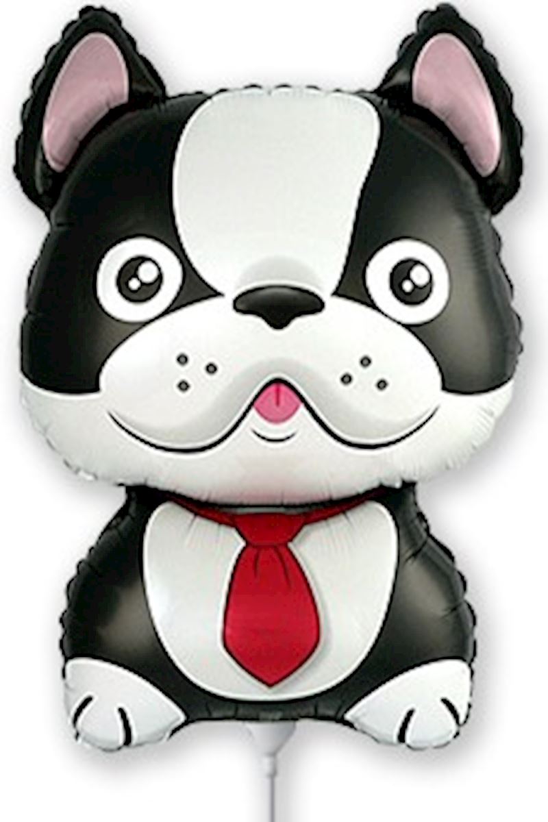 Ballon alum. Ouvert mini Bouledogue avec cravate rouge