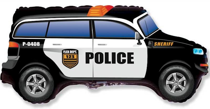 Folienballon offen Polizeiauto schwarz/weiss 85 cm