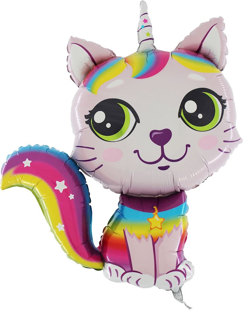 Folienballon offen 95 cm pink Einhornkatze Rainbow Cat