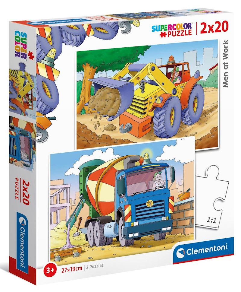 Puzzles pour enfants 2x20 cm 27x19 cm, véhicules de chantier
