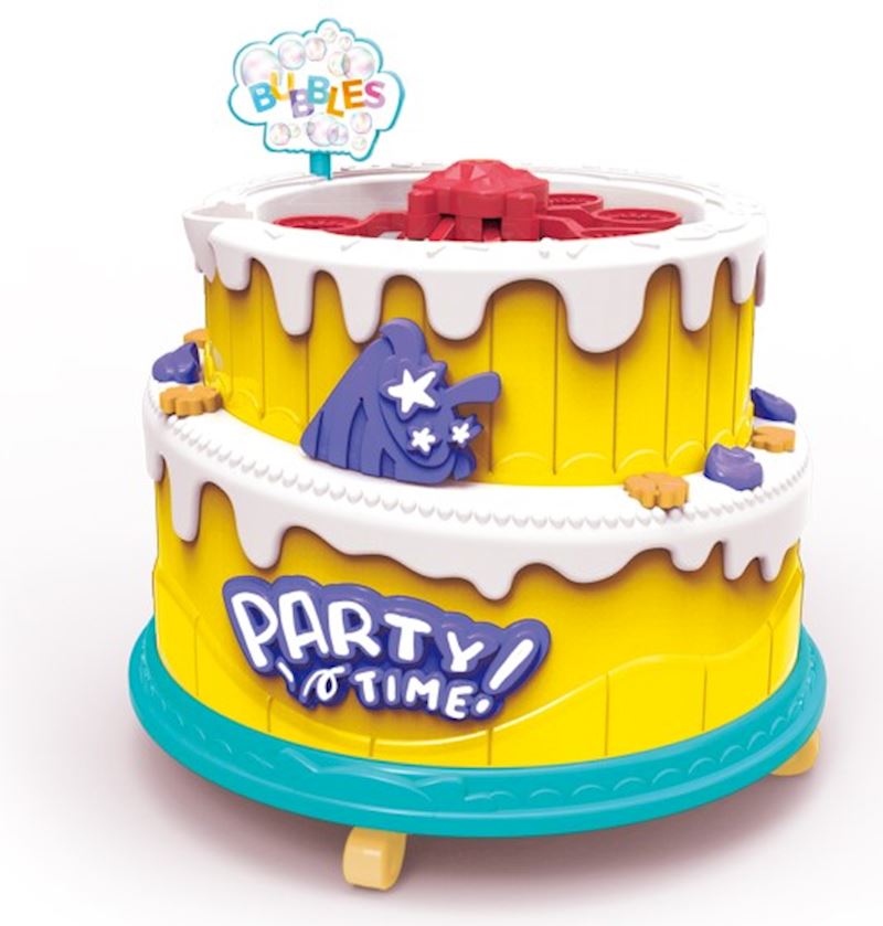 Seifenblasen-Maschine 16 cm Geburtstagstorte & Flüssigkeit