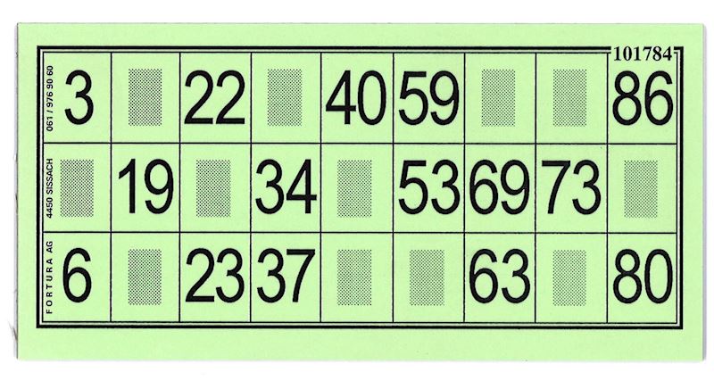 Lottokarten Lam. 14,5x7,2 dick grün, 100 Stk.
