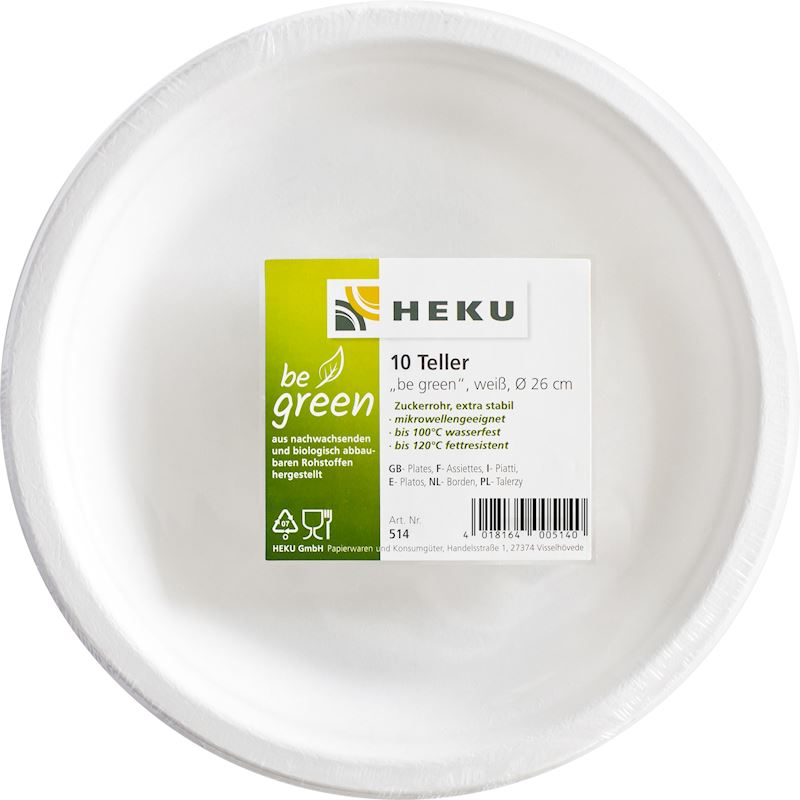 Einwegteller 10 Stk. be green, 26 cm DM, 2 cm Höhe extra stabil