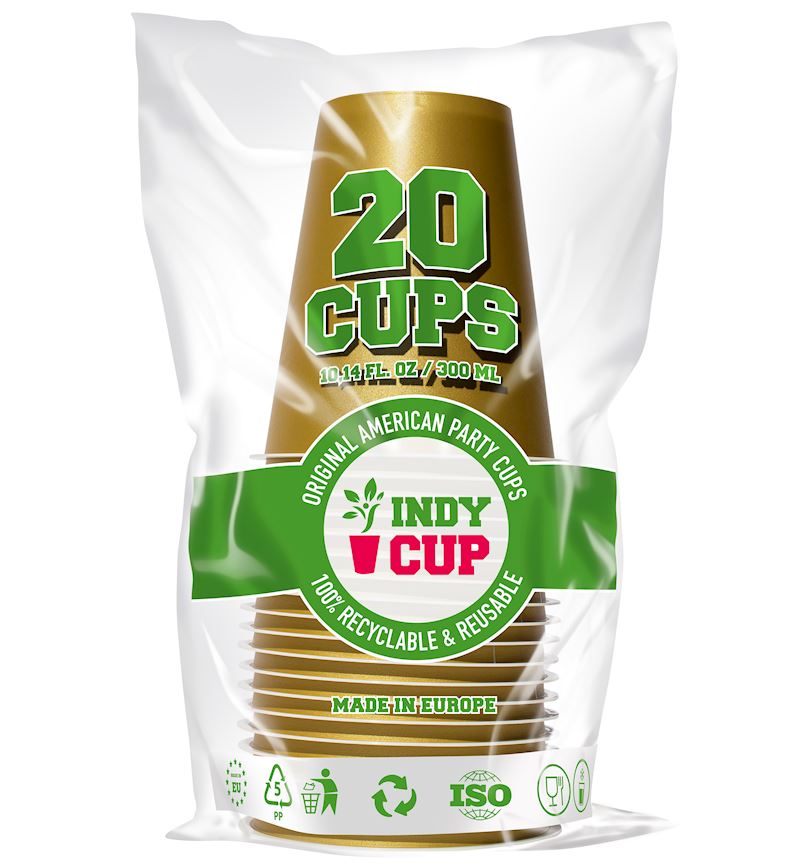 Party-Trinkbecher Gold Cups 300ml, 20 Stk. Bier Pong