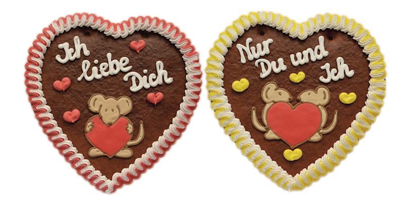Lebkuchenherz 270 g 4xsort. 24 cm Mäuseherz mit Spruch
