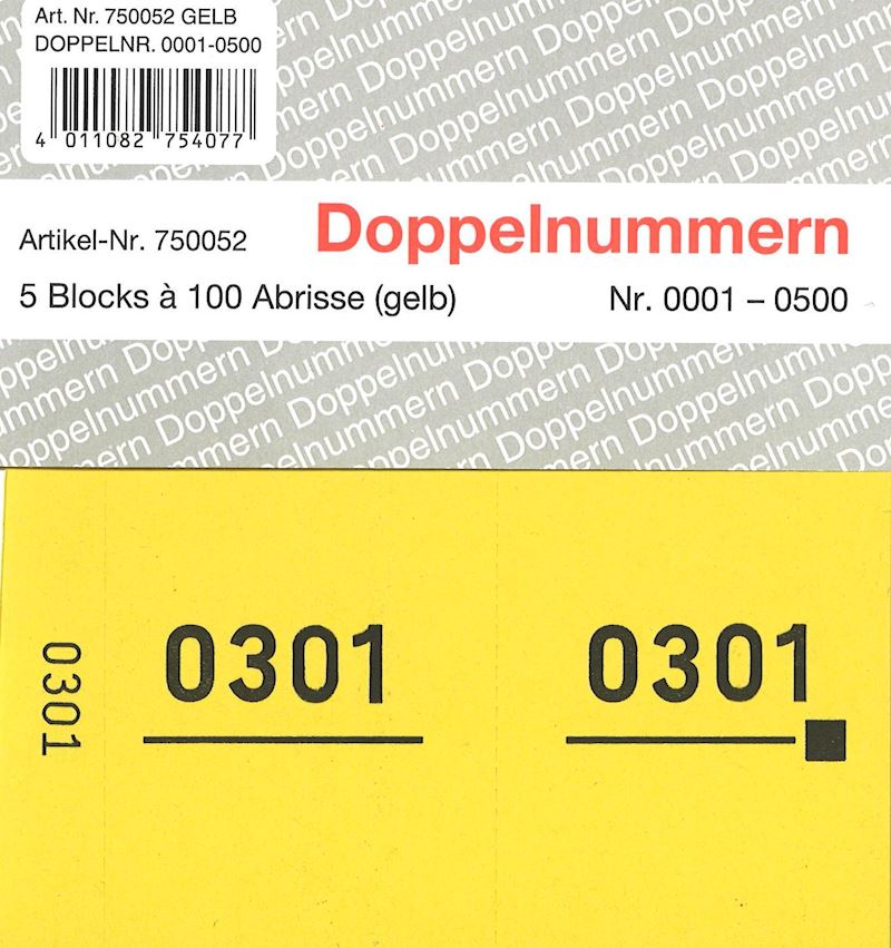 Numéros doubles série Nr. 1-500 jaune 120x60mm