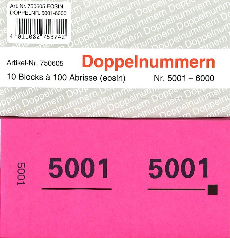 Doppelnummern Serie 5001-6000 eosin 120x60mm