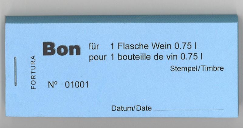 Bonblöckli mit 100 Bons für 1 Flasche Wein 0.75 l