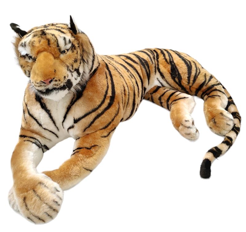 Peluche tigre couché, brun, 16 0cm